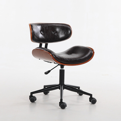 幽得梦欧式实木电脑椅皮艺学习椅家用椅子书桌靠背休闲咖啡椅