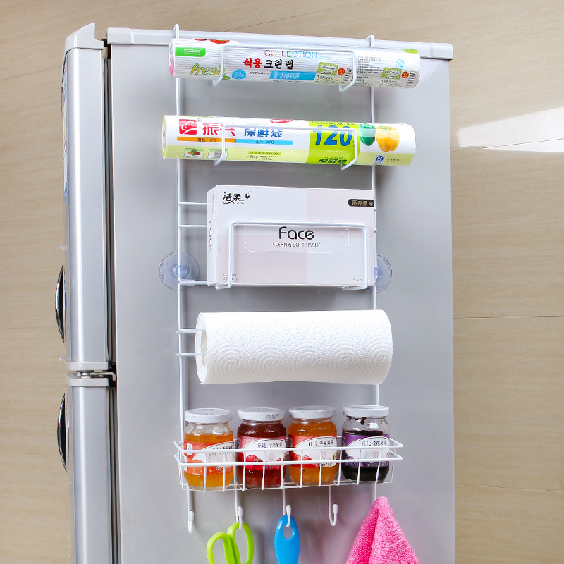 碧嘉嘉 吸盘冰箱挂架 厨房创意保鲜袋卷纸冰箱侧壁挂式收纳置物架产品展示图1