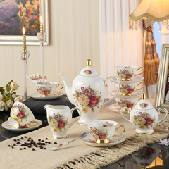 欧式15头骨瓷陶瓷结婚礼品咖啡杯套装 英式下午茶茶具 咖啡具套装