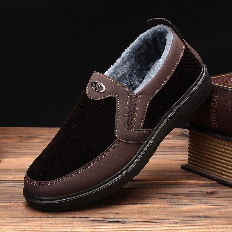 百慶隆秋鼕新款老北京布鞋男加絨保暖二棉鞋中老年軟底休閑男棉鞋