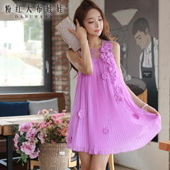 Spring sleeveless dress big pink dolls 2015 summer styles dresses purple dresses ladies dresses