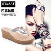 St&amp; Sat/Saturday summer leather flip flops with casual female thongs SS52118813