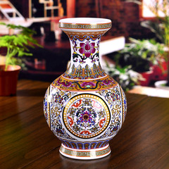 景德镇陶瓷器珐琅粉彩小花瓶现代时尚客厅家居饰品工艺品古典摆件