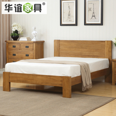 华谊白橡木床1.8米1.5米现代简约卧室家具北欧纯全实木双人床