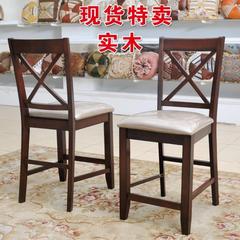 田田生活 美式乡村新古典吧椅 欧式吧台凳实木高脚椅形象吧台吧椅