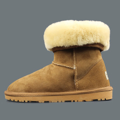 婷尚2016新款羊皮毛一体雪地靴子女冬季保暖真皮中筒靴子5825