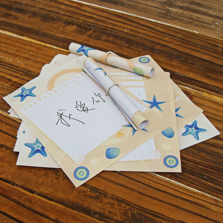 信纸卷纸大号小信便签漂流许愿瓶彩色20张信纸