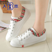 This retro folk style fresh white sneakers women fall shoe laces students low shoes women's shoes