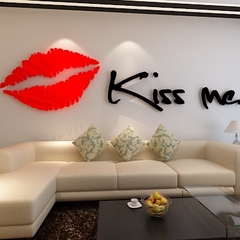 kiss me 亲吻亚克力客厅3d水晶卧室墙贴背景墙温馨爱情特价包邮
