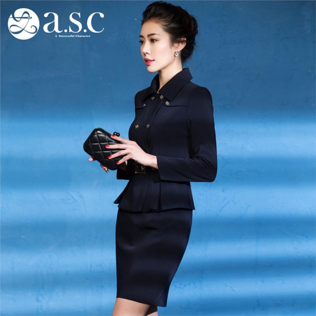 艾尚臣新款职业套装女秋装女装气质修身潮ol白领工作服套裙两件套