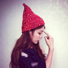 时尚可爱韩国尖尖混色洋葱毛线女冬季帽子韩版潮女锥形奶嘴针织帽