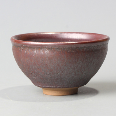 台湾天目大师邱藏亿 油滴鹧鸪斑茶碗/建盏