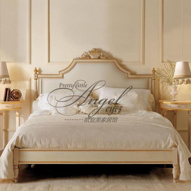 美式新古典实木雕花床欧式法式1.8米软包双人床卧室描金轻奢婚床