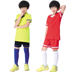 2016新款短袖儿童足球服套装 儿童足球衣 空板儿童训练服印制印号