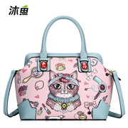 Bathe fish woman original color printing bag 2015 new fashions for fall/winter cat Pack slung shoulder bag handbag