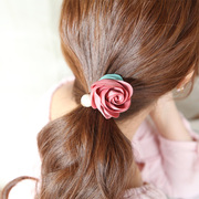 Cool na Korean hair band circle made by the Korean version of the Pearl rose flower fabric tie string rope 6167