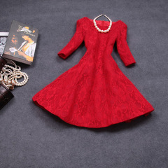 2015 spring new European fashion ladies slim fit lace dress #