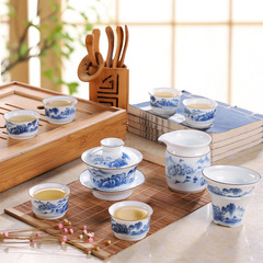 景唐 景德镇手绘青花瓷整套陶瓷功夫茶具套装茶具盖碗茶杯礼品茶