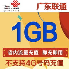 广东联通流量1GB手机流量广东省内流量当月有效自动充值