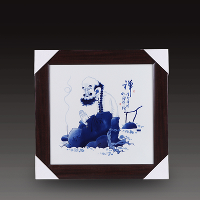 景德镇张荣新大师瓷板画 《禅》