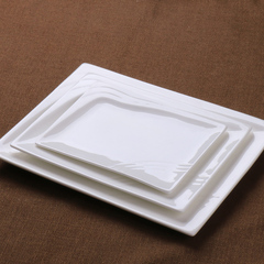 镁质骨瓷 酒店西餐厅饭店用品 纯白陶瓷餐具盘子批发 长方海洋盘