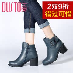 DUSTO/大东2016秋冬新款韩版圆头高跟皮带扣女鞋短靴DW16D1456R