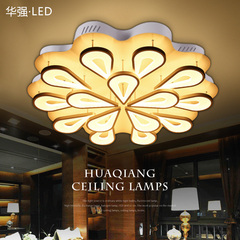 华强 LED吸顶灯圆形孔雀客厅灯浪漫温馨卧室灯具现代简约灯饰