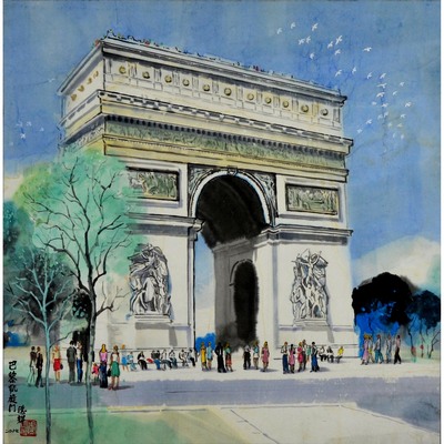 卢德辉 巴黎凯旋门 纸本水彩