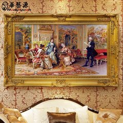 华艺源 油画手绘宫廷人物客厅装饰画 欧式别墅大幅有框挂画壁画