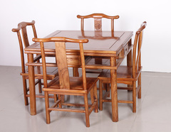 美阁轩红木餐台 非洲黄花梨小方桌 花梨木餐桌椅组合 正方形饭桌