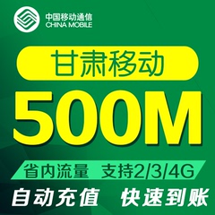 甘肃移动500M省内手机流量充值 上网加油包2g3g4g移动流量叠加包