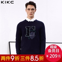 kikc2016秋季新品专柜同款个性字母欧美长袖套头毛衣时尚针织衫男