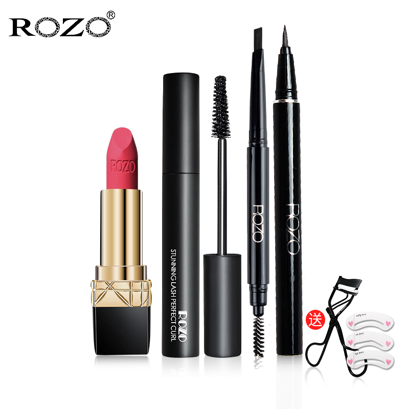 ROZO经典彩妆四件套装初学者化妆品全套组合口红眉笔眼线笔睫毛膏产品展示图2