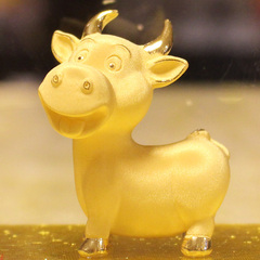12十二生肖绒沙金牛鼠兔羊虎龙蛇马羊摆件黄金工艺生日儿童节礼物