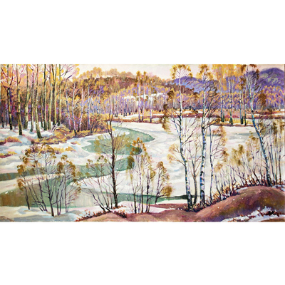 瓦列金《苏醒大地回春》俄罗斯功勋画家油画