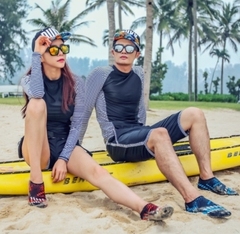 2017新款韩版情侣泳衣长袖分体防晒服潜水服沙滩装水母服保守