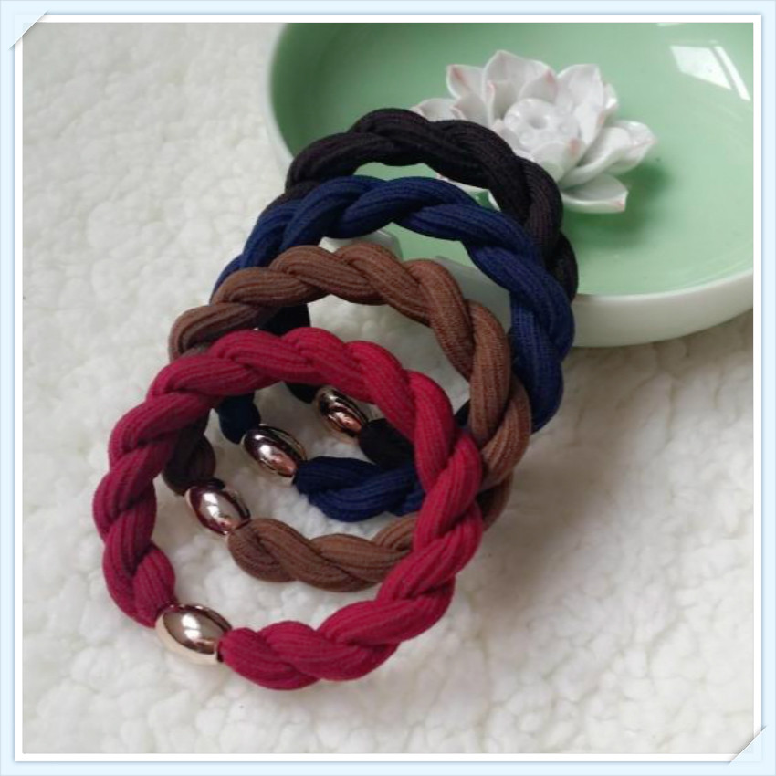 新款双股麻花超粗头绳扎马尾发绳发圈皮筯高弹力四色日韩头饰发饰