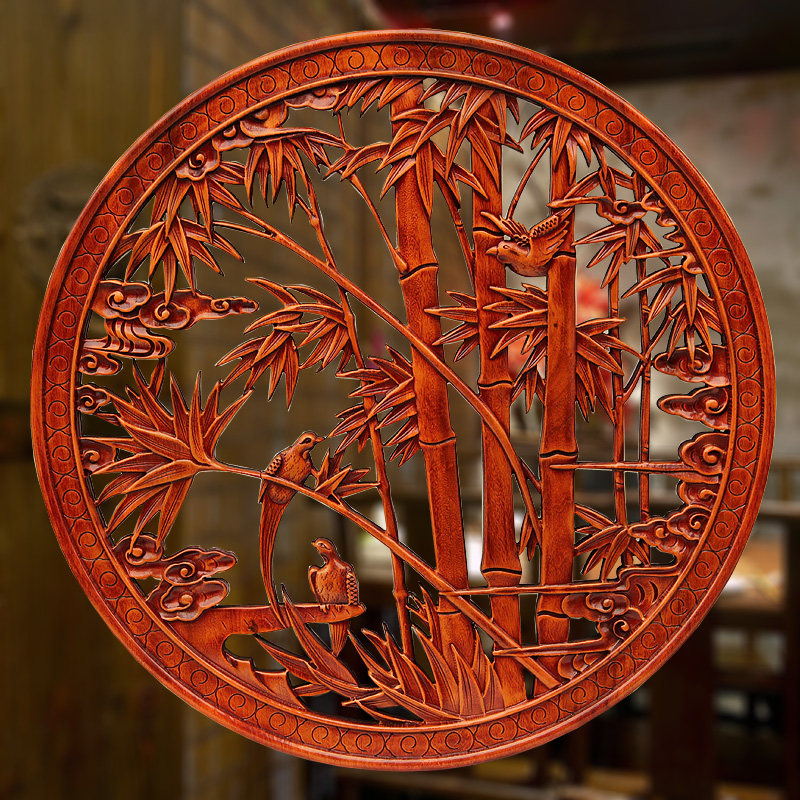 佰工坊旗舰店的优惠券大全—东阳木雕挂件 香樟木头雕刻画工艺品中式