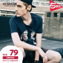 Viishow2015 summer dress new cartoon logo short sleeve t shirt short sleeve t-shirt printing bottoming shirt cotton t