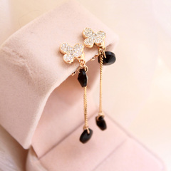 Fine Korean fringed four-leaf clovers non pierced earrings ear clip studs earrings ear bones clip