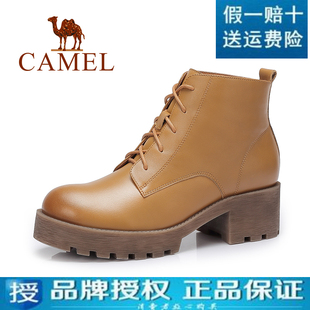 mcm美國和韓國哪裡便宜 美國 Camel駱駝 正品真皮2020新款女鞋 絨裡保暖簡約短靴馬丁靴 mcm