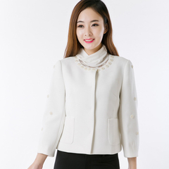 EFEGE/伊菲格2016秋冬季新款韩版修身纯白色短外套女装