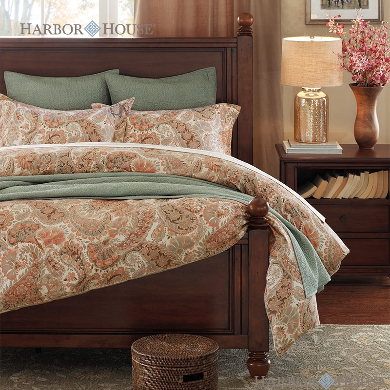 Harbor House Serena 全棉印花三件套 缎纹美式床品枕套被套家纺产品展示图1