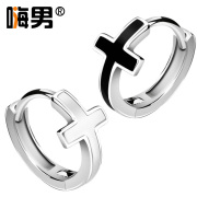 Personality! European fashion S925 Tremella buckle men''s earring single cross tide earrings ear clip