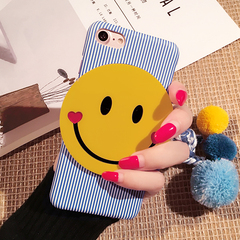 苹果6手机壳女款个性创意韩国卡通笑脸带毛球iphone6splus手机壳