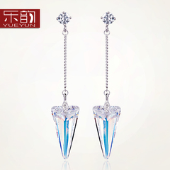 Music for hypoallergenic temperament long earrings 925 Silver Korea crystal earrings earrings fashion Lady