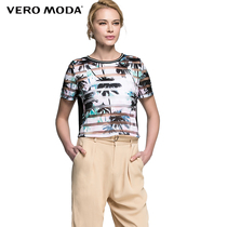 5折Vero Moda热带印花半透视短袖短款T恤|315201137