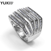 YUKI men''s index finger ring rings Korean temperament hipster 18K white gold plated Crystal men''s rings men gifts