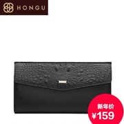 Honggu red Valley luxury pure color leather handbag crocodile pattern light wallet ladies wallets 0901