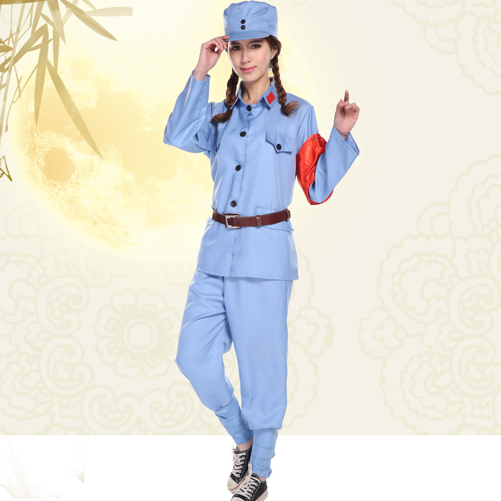 汇蔻八路军演出服红军抗战服装红卫兵服饰舞蹈军装表演衣服女款